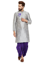 Load image into Gallery viewer, Grey Dupion Silk Dhoti Kurta
