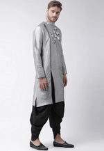 Load image into Gallery viewer, Grey Dupion Silk Dhoti Kurta
