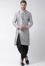 Load image into Gallery viewer, Grey Dupion Silk Dhoti Kurta
