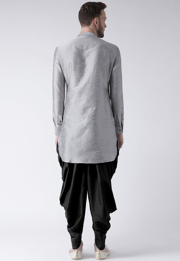 Grey Dupion Silk Dhoti Kurta