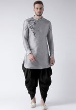 Load image into Gallery viewer, Grey Dupion Silk Dhoti Kurta
