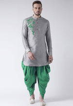 Load image into Gallery viewer, Grey Dupion Silk Dhoti Kurta
