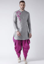 Load image into Gallery viewer, Grey Dupion Silk Dhoti Kurta

