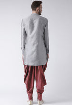 Load image into Gallery viewer, Grey Dupion Silk Dhoti Kurta
