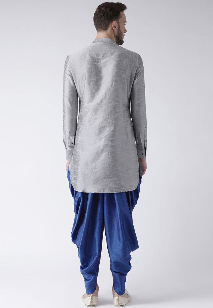Grey Dupion Silk Dhoti Kurta