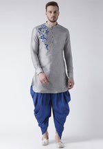 Load image into Gallery viewer, Grey Dupion Silk Dhoti Kurta

