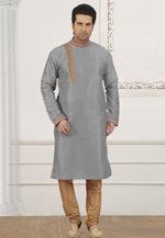 Load image into Gallery viewer, Grey Dupion Silk Kurta Pajama
