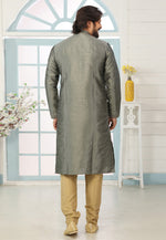 Load image into Gallery viewer, Grey Dupion Silk Kurta Pajama
