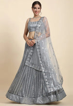 Load image into Gallery viewer, Grey Faux Georgette A Line Lehenga Choli
