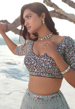 Load image into Gallery viewer, Grey Georgette Circular Lehenga Choli
