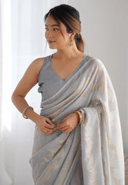 Grey Georgette Sequence Saree