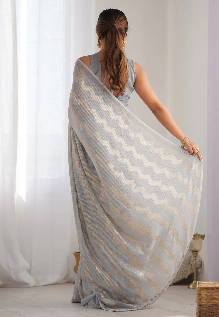 Grey Georgette Sequence Saree