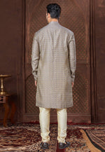 Load image into Gallery viewer, Grey Jacquard Indo Western Suit

