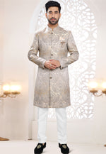 Load image into Gallery viewer, Grey Jacquard Indo Western Suit

