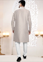 Load image into Gallery viewer, Grey Jacquard Indo Western Suit
