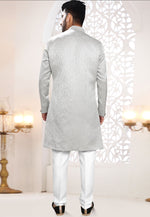 Load image into Gallery viewer, Grey Jacquard Indo Western Suit
