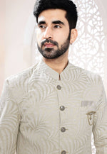 Load image into Gallery viewer, Grey Jacquard Indo Western Suit
