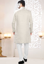 Load image into Gallery viewer, Grey Jacquard Indo Western Suit
