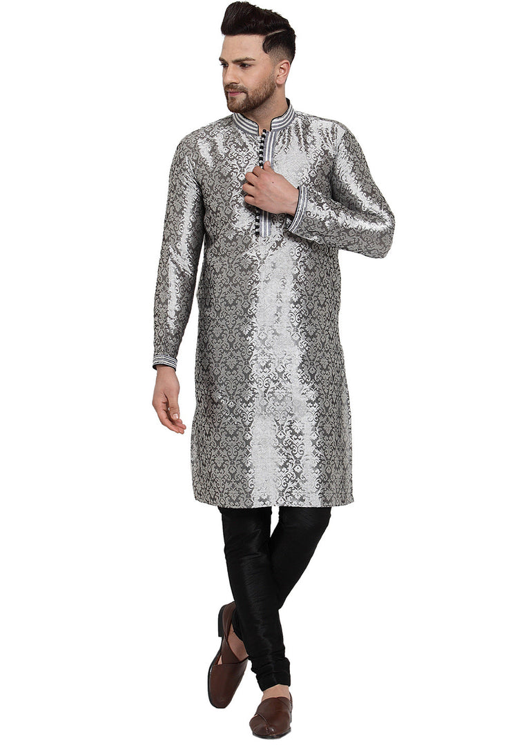 Grey Jacquard Kurta Pajama