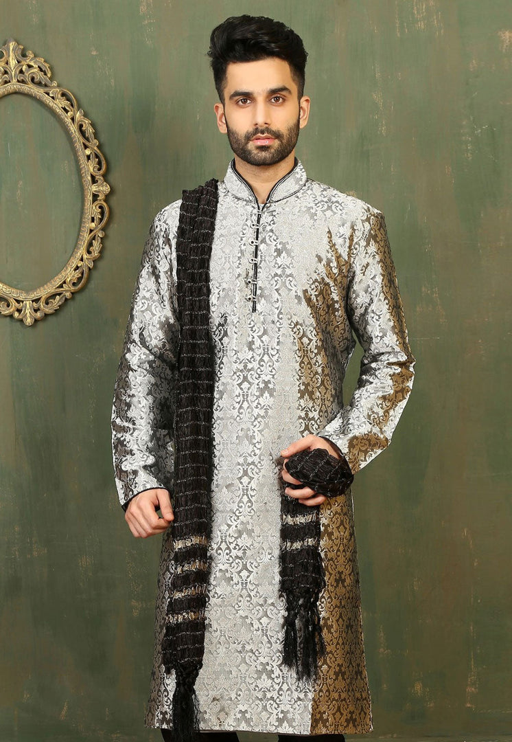 Grey Jacquard Kurta Pajama