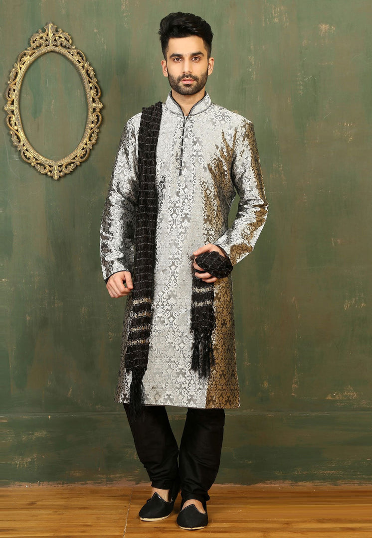 Grey Jacquard Kurta Pajama