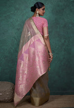 Load image into Gallery viewer, Grey Linen Saree With Blouse
