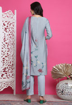 Load image into Gallery viewer, Grey Muslin Pakistani Suit
