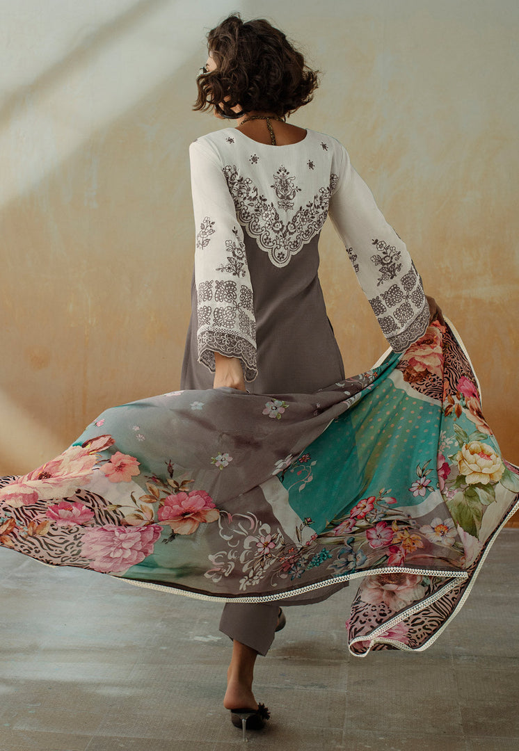 Grey Muslin Pant Style Suit