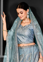 Load image into Gallery viewer, Grey Net A Line Lehenga Choli
