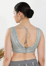 Load image into Gallery viewer, Grey Net Readymade Blouse
