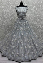 Load image into Gallery viewer, Grey Net Wedding Lehenga Choli
