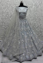 Load image into Gallery viewer, Grey Net Wedding Lehenga Choli
