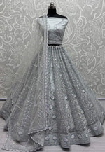 Load image into Gallery viewer, Grey Net Wedding Lehenga Choli
