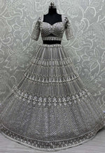 Load image into Gallery viewer, Grey Net Wedding Lehenga Choli
