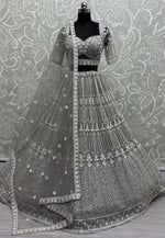 Load image into Gallery viewer, Grey Net Wedding Lehenga Choli
