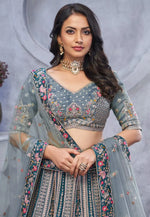Load image into Gallery viewer, Grey Organza Lehenga Choli
