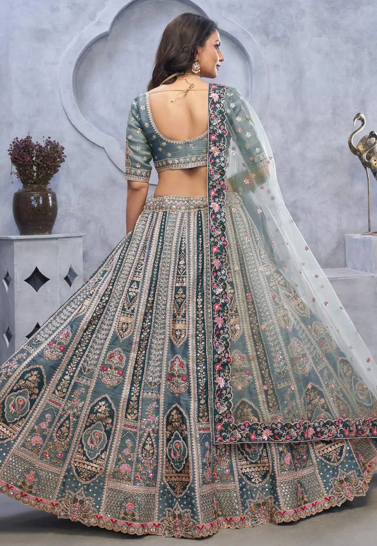 Grey Organza Lehenga Choli