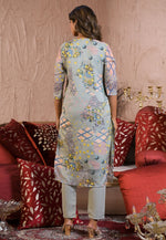 Load image into Gallery viewer, Grey Organza Readymade Pant Style Suit
