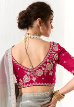 Load image into Gallery viewer, Grey Organza Saree With Blouse
