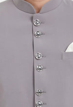 Load image into Gallery viewer, Grey Rayon Indo Western Sherwani

