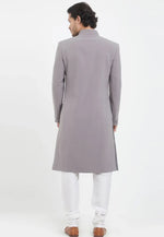 Load image into Gallery viewer, Grey Rayon Indo Western Sherwani
