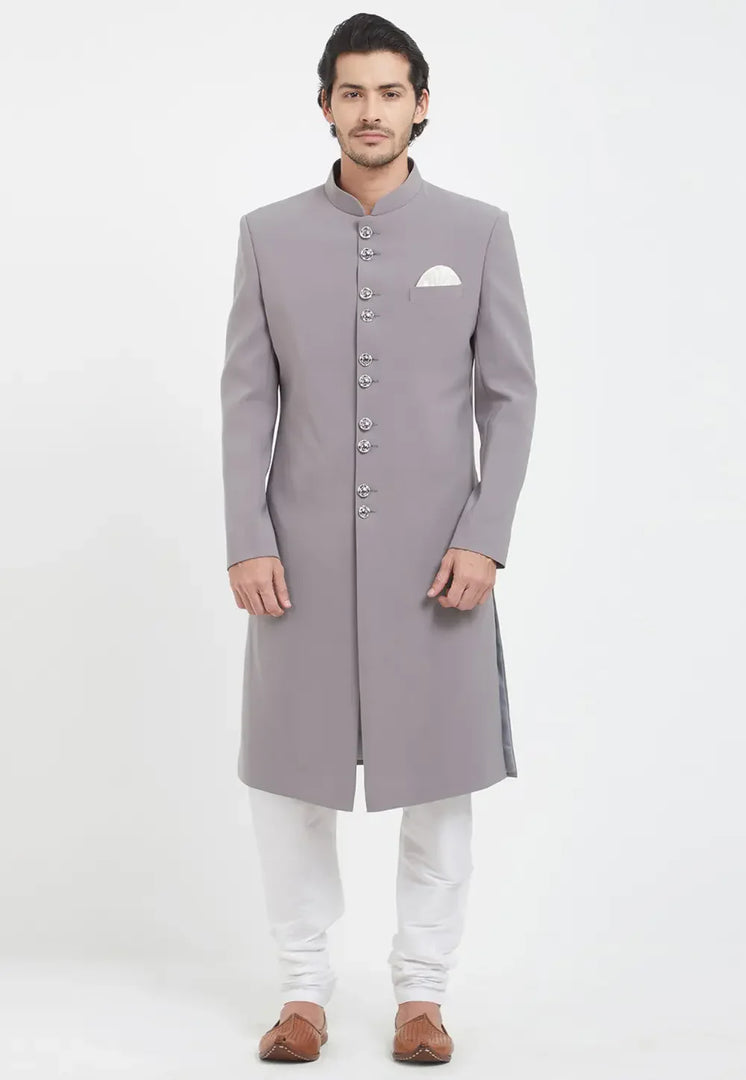 Grey Rayon Indo Western Sherwani