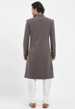 Load image into Gallery viewer, Grey Rayon Indo Western Sherwani

