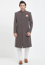 Load image into Gallery viewer, Grey Rayon Indo Western Sherwani
