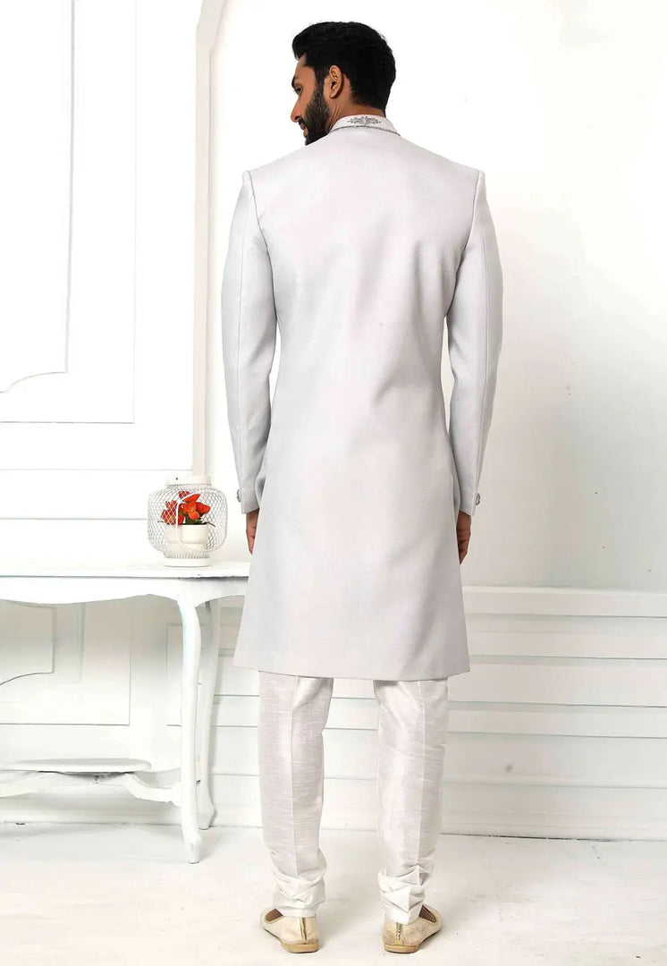 Grey Rayon Indo Western Sherwani