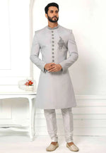 Load image into Gallery viewer, Grey Rayon Indo Western Sherwani
