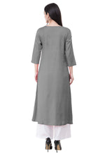 Load image into Gallery viewer, Grey Rayon Kurta Set With Palazzo
