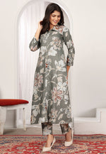 Load image into Gallery viewer, Grey Rayon Kurta Set With Pant
