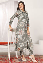 Load image into Gallery viewer, Grey Rayon Kurta Set With Pant
