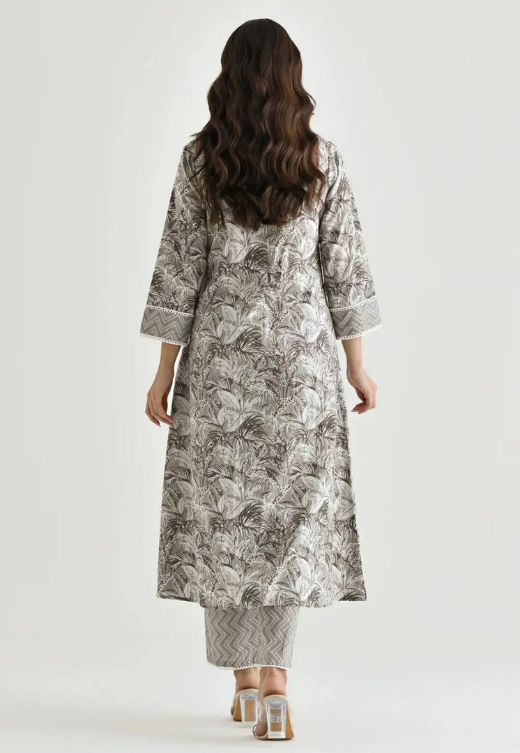 Grey Rayon Kurta Set With Pent